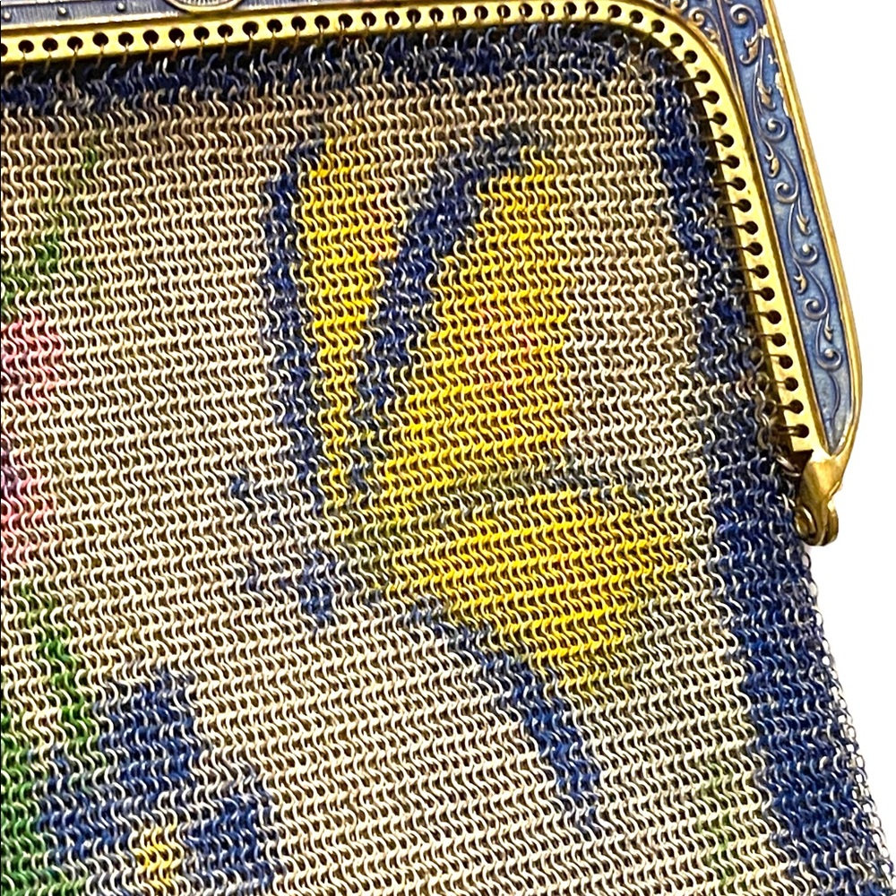 Antique 1900  early ornate metal mesh Butterfly purse Art Deco Whiting Davis - Picture 9 of 12